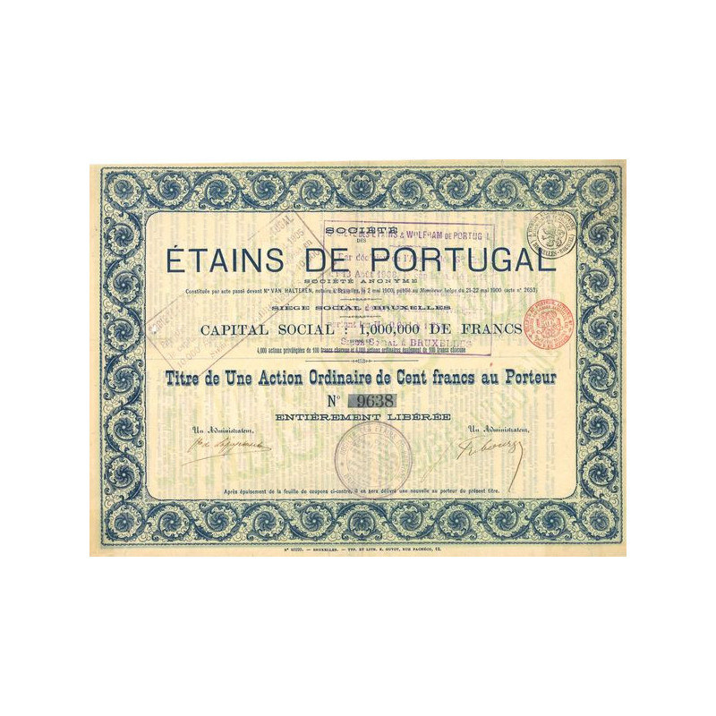 Sté des Etains de Portugal (Act O 100 F)