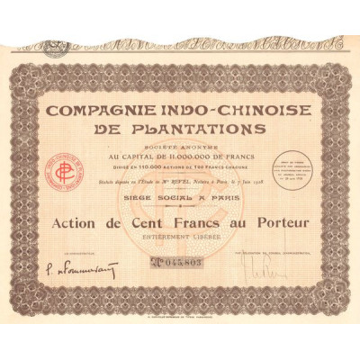Cie Indo-Chinoise de Plantations (Act 100 F)