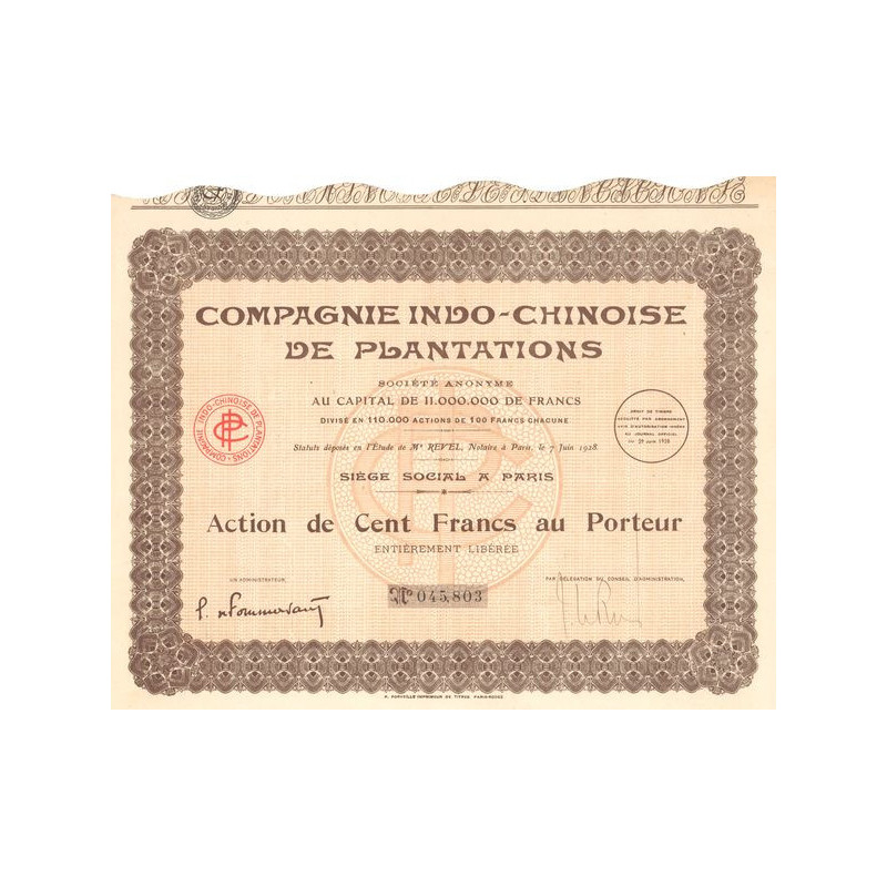 Cie Indo-Chinoise de Plantations (Act 100 F)