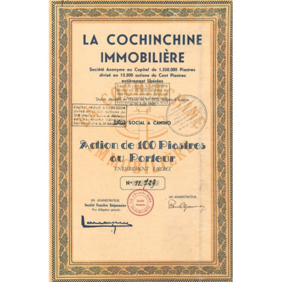 La Cochinchine Immobilière (Act 100 Piastres)