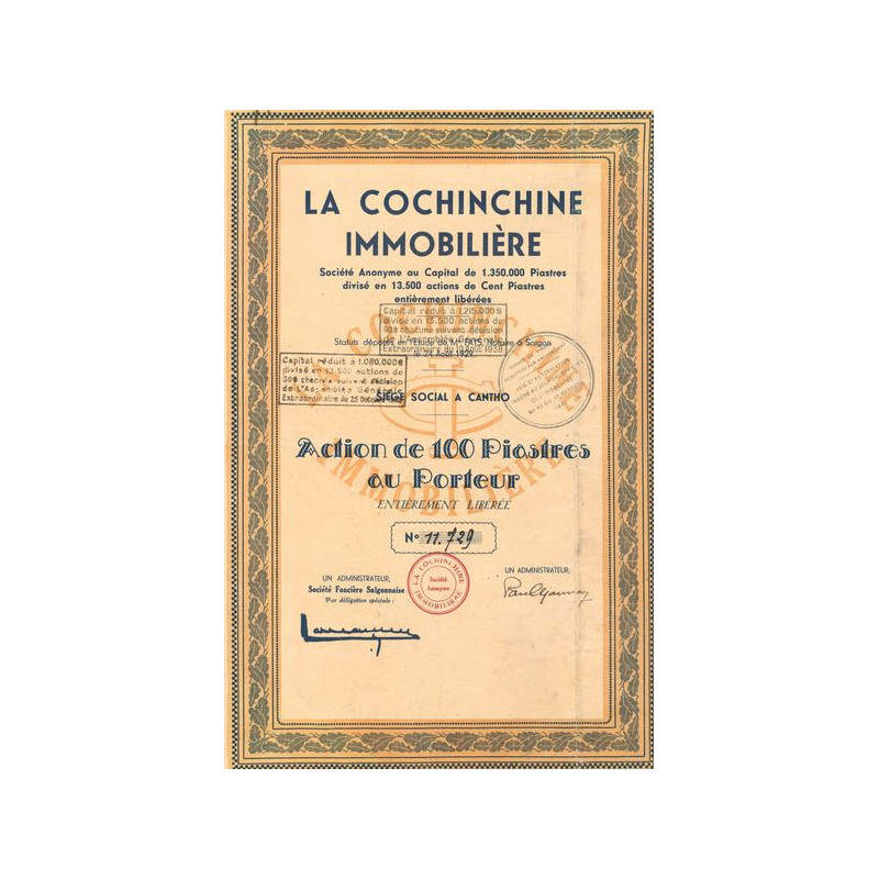 La Cochinchine Immobilière (Act 100 Piastres)