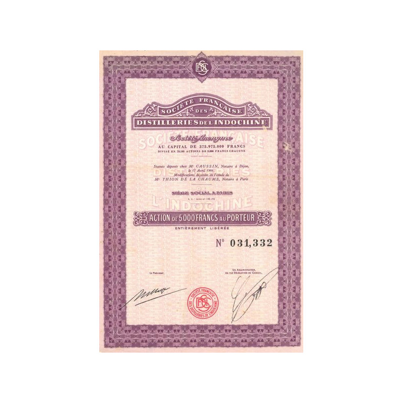 Sté Française des Distilleries de l'Indochine (Act 5000 F)