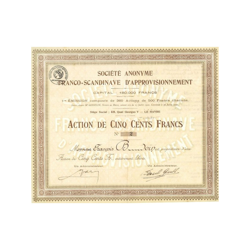 S.A. Franco-Scandinave d'Approvisionnement (Act 500 F)