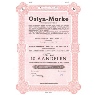 Ostyn-Marke Naamloze Vennootschap (Titre 010 Act)