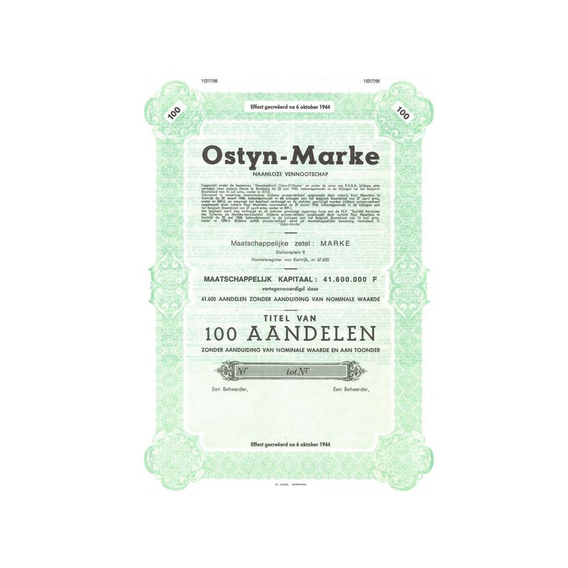 Ostyn-Marke Naamloze Vennootschap (Titre 100 Act) (Blanquette)