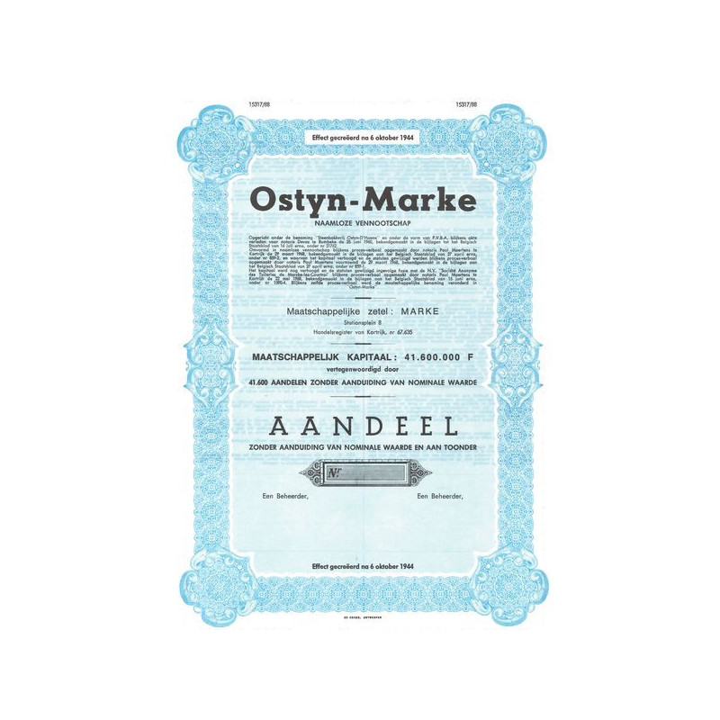 Ostyn-Marke Naamloze Vennootschap (Titre 001 Act) (Blanquette)