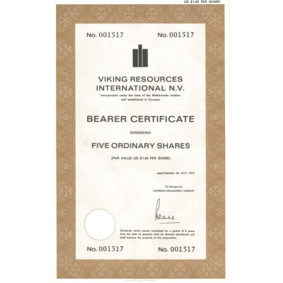 Viking Resources International N.V. (Titre 05 Act 1$) (Blanquette)