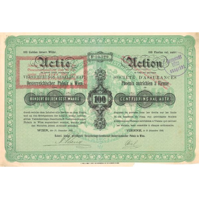 Sté d'Assurances Phoenix Autrichien à Vienne (Act 100 Florins)