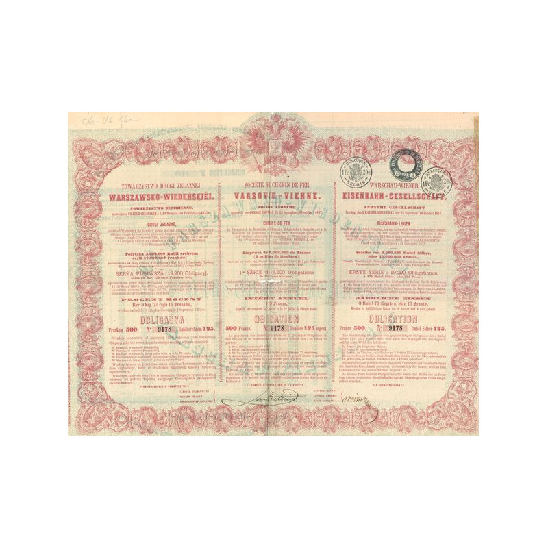 Sté du Chemin de Fer Varsovie-Vienne (Obl 500 F)