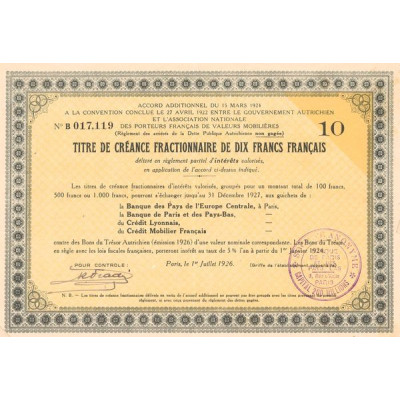 Accord Additionnel du 15 mars 1924 à la Convention conclue le 27 avril 1922 entre le Gouvernement Autrichien et l'Association Na