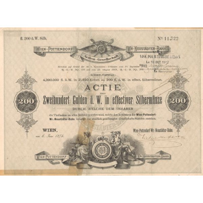 Wien-Pottendorf Actien Gesellschaft Wr-Neustädter-Bahn (Act 200 Florins)
