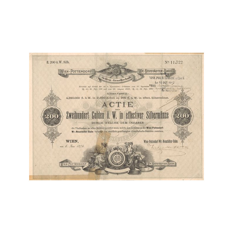 Wien-Pottendorf Actien Gesellschaft Wr-Neustädter-Bahn (Act 200 Florins)