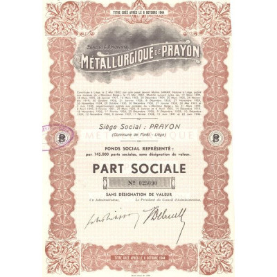 S.A. Métallugique de Prayon (Part Sociale)