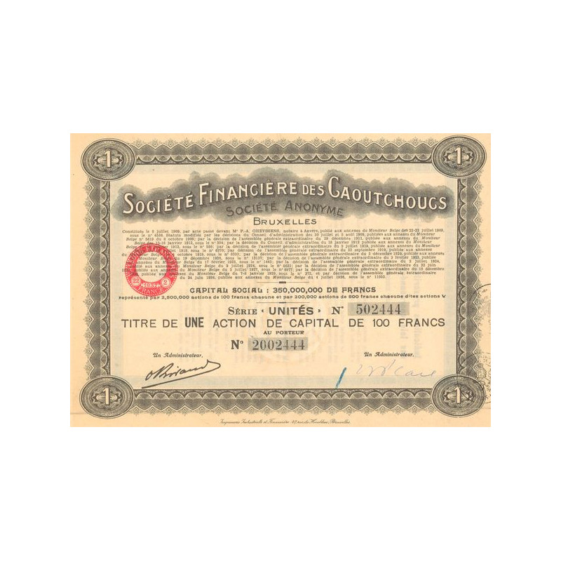 Sté Financière des Caoutchoucs (Titre 01 Act 100 F)