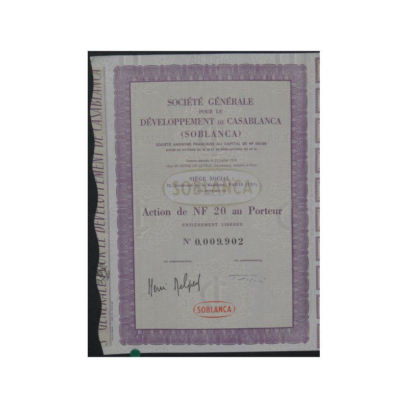 "Soblanca" Sté Générale pour le Développement de Casablanca