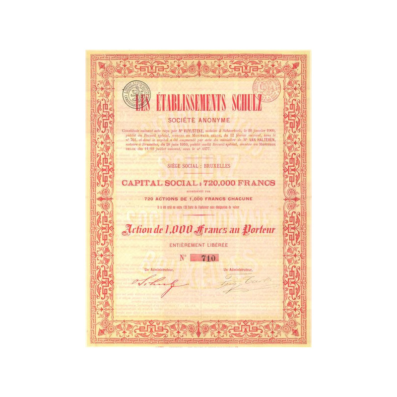 Les Ets Schulz (Capital 720 000 F) - (Act 1000 F)