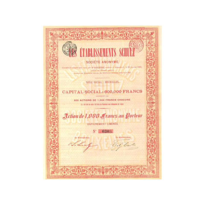 Les Ets Schulz (Capital 600 000 F) - (Act 1000 F)