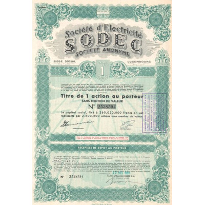 Sté d'Electricité SODEC (Titre 01 Act)