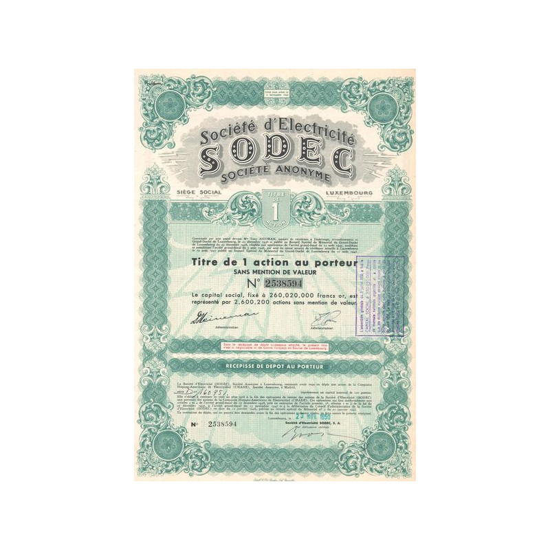 Sté d'Electricité SODEC (Titre 01 Act)