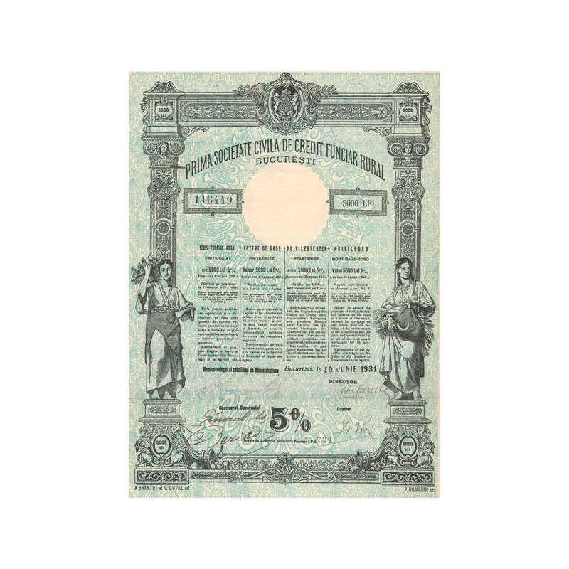 Prima Societate Civila de Credit Funciar Rural (5000Lei)