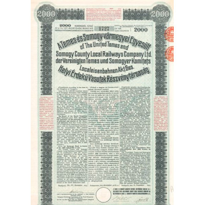 Atemes-és Somogy-vàrmegyei Egyesült of The United Temes and Somogy County Local Railways Cy Ltd (Act 2000 Couronnes)