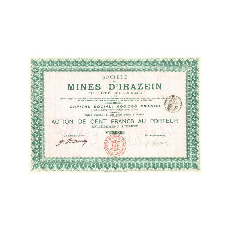 Sté des Mines d'Irazein (Act 100 F)