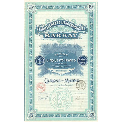 Ets Lithographiques Barbat (Act 500 F)