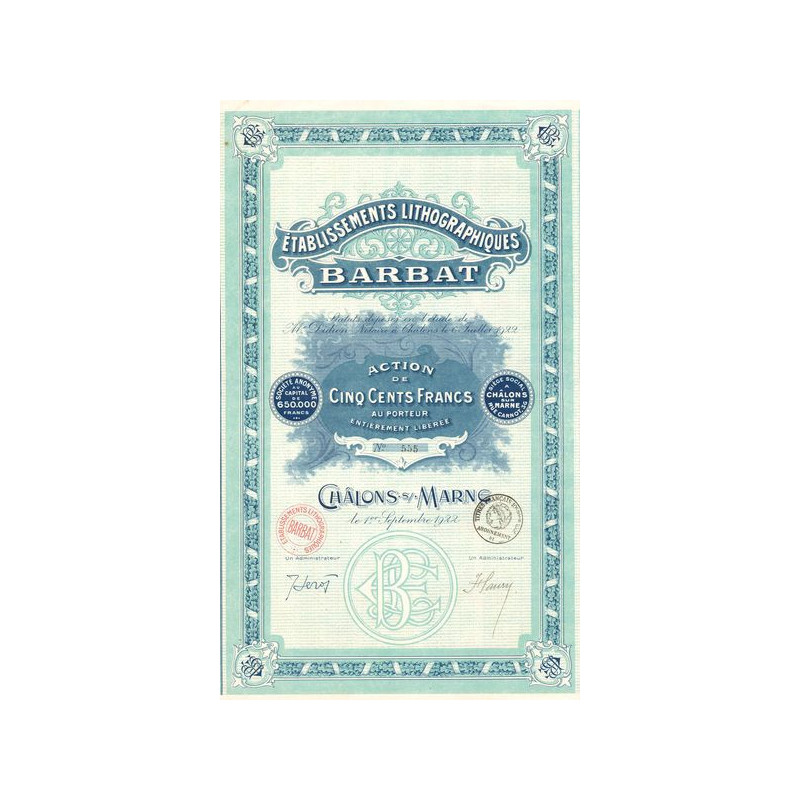 Ets Lithographiques Barbat (Act 500 F)