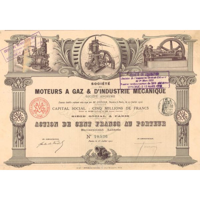 Sté de Moteurs à Gaz & d'Industrie Mécanique (Act 100 F)