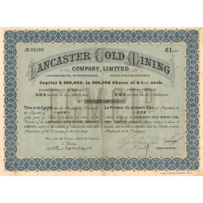 Lancaster West Gold Mining Cy Ltd (Titre 01 Act 1£) (modele 2)