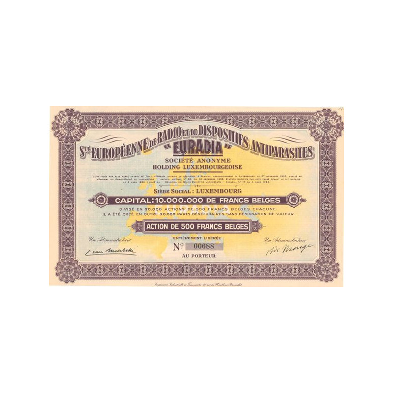 Sté Européenne de Radio et de Dispositifs Antiparasites "Euradia" (Act 500 F Belges)