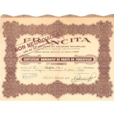 "Francita" Sté de Films en Couleurs Naturelles (Certif nomin PF)