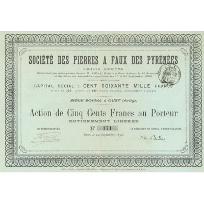 Sté des Pierres à Faux des Pyrénées (Act 500 F)