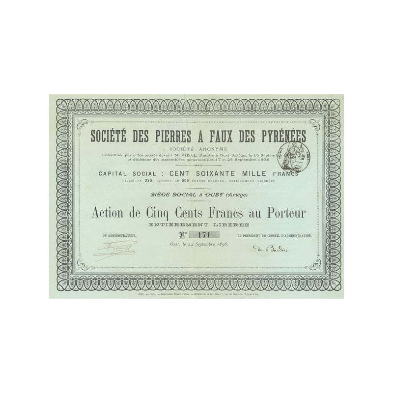 Sté des Pierres à Faux des Pyrénées (Act 500 F)