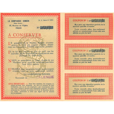 La Cie Singer (Bon de 3 Réparations gratuites)