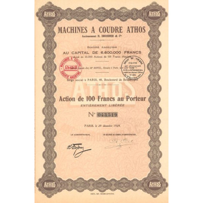 Machines à Coudre Athos - Anciennement H. Drossner & Cie (Act 100 F)
