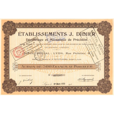 Etablissements J. Didier Décolletage et Mécanique de Précision (Act 500 F)