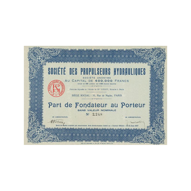 Sté des Propulseurs Hydrauliques (PF)