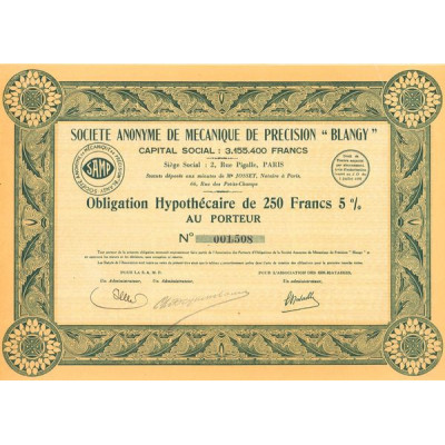 S.A. de Mecanique de Precision "Blangy" (Obl 250 F 5%)
