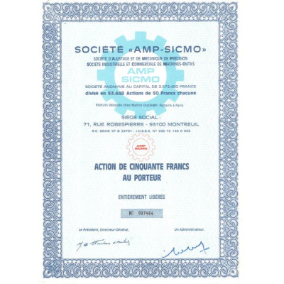 Sté "Amp-Sicmo" Société d'Ajustage et de Mécanique de Précision - Société Industrielle et Commerciale de Machines-Outils (Act 50