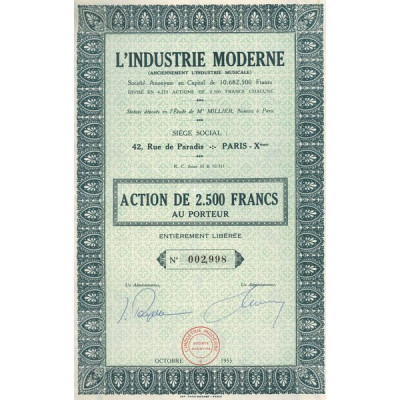 l'Industrie Moderne (Anc L'Industrie Musicale (Act 2500 F)