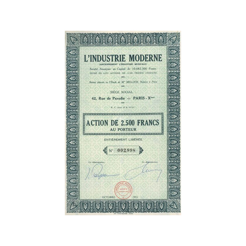 l'Industrie Moderne (Anc L'Industrie Musicale (Act 2500 F)