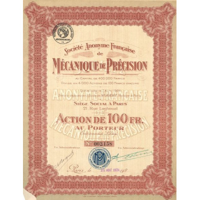 S.A. Française de Mécanique de Précision (Act 100 F)