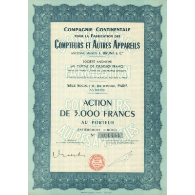 Cie Continentale pour la Fabrication des Compteurs et Autres Appareils - Ancienne Maison J. Brunt & Cie (Act 3000 F)
