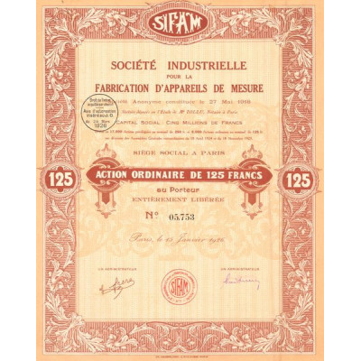 SIFAM - Sté Industrielle pour la Fabrication d'Appareils de Mesure (Act O 125 F)