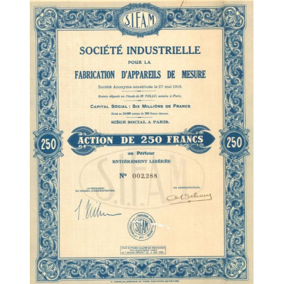 SIFAM - Sté Industrielle pour la Fabrication d'Appareils de Mesure (Act 250 F)