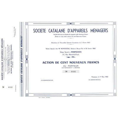 Sté Catalane d'Appareils Ménagers (Act 100 NF)