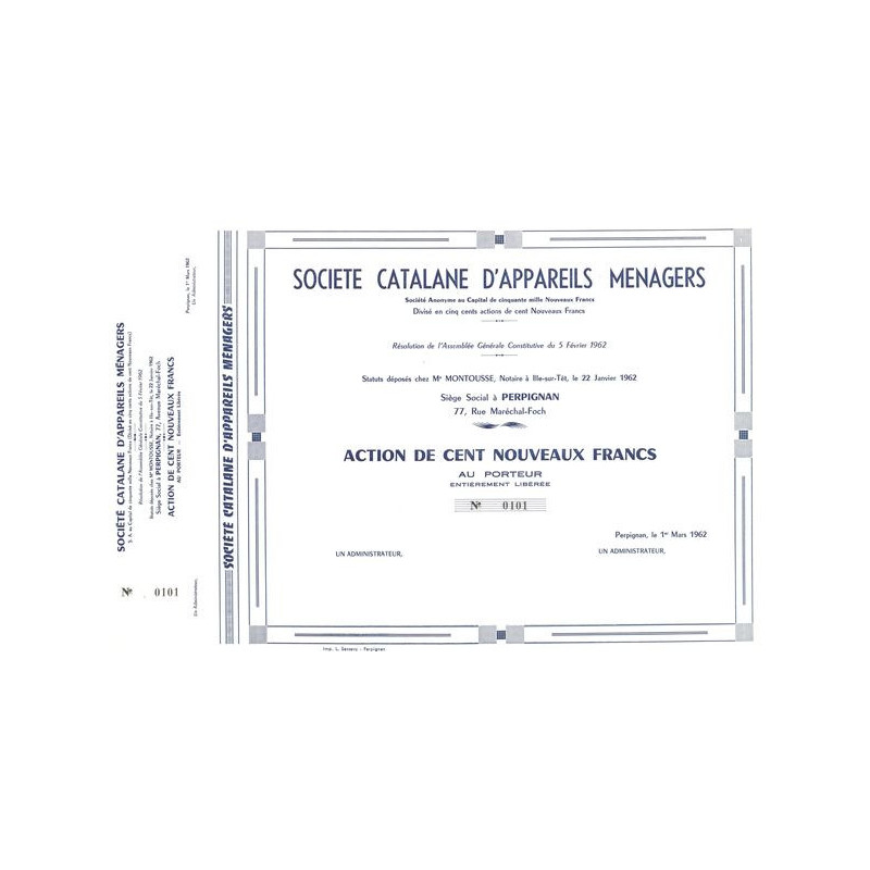 Sté Catalane d'Appareils Ménagers (Act 100 NF)
