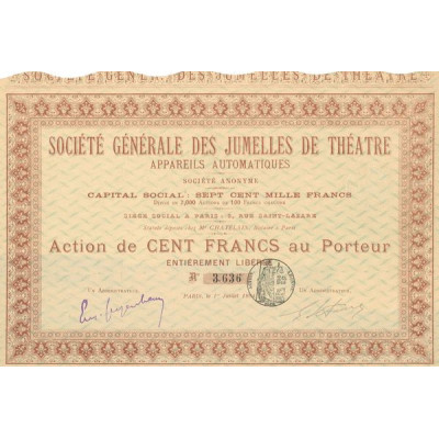 Sté Gale des Jumelles de Théâtre Appareils Automatiques (Act 100 F)