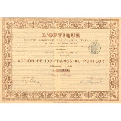 L'Optique S.A. des Grands Téléscopes (Act 100 F)